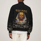 Taharqa Bomber Jacket with Black Pharaoh Portrait, 25th Dynasty of Egypt Text and Nubian-Inspired - African Pride
