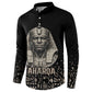Taharqa Button Sweatshirt with Black Pharaoh Portrait, 25th Dynasty of Egypt Text and Nubian-Inspired