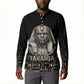 Taharqa Button Sweatshirt with Black Pharaoh Portrait, 25th Dynasty of Egypt Text and Nubian-Inspired