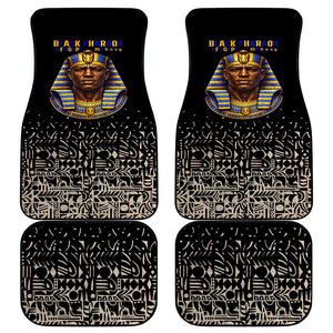 Taharqa Car Mats with Black Pharaoh Portrait, 25th Dynasty of Egypt Text and Nubian-Inspired - African Pride