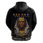 Taharqa Hoodie with Black Pharaoh Portrait, 25th Dynasty of Egypt Text and Nubian-Inspired - African Pride
