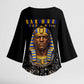 Taharqa Kimono Sleeve Blouse with Black Pharaoh Portrait, 25th Dynasty of Egypt Text and Nubian-Inspired - African Pride