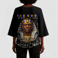 Taharqa Kimono Sleeve Blouse with Black Pharaoh Portrait, 25th Dynasty of Egypt Text and Nubian-Inspired - African Pride