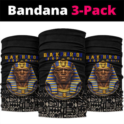 Taharqa Neck Gaiter with Black Pharaoh Portrait, 25th Dynasty of Egypt Text and Nubian-Inspired - African Pride