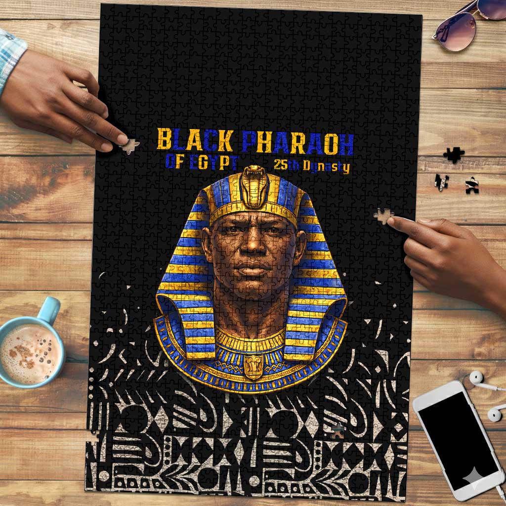 Taharqa Puzzle with Black Pharaoh Portrait, 25th Dynasty of Egypt Text and Nubian-Inspired - African Pride