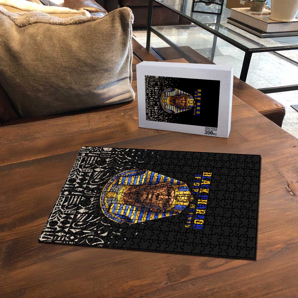Taharqa Puzzle with Black Pharaoh Portrait, 25th Dynasty of Egypt Text and Nubian-Inspired - African Pride