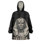 Taharqa Wearable Blanket Hoodie with Black Pharaoh Portrait, 25th Dynasty of Egypt Text and Nubian-Inspired - African Pride