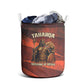 Taharqa Laundry Basket with Warrior Portrait, Lion of Kush Title and Bold Red Defender of Africa - African Pride