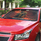 Taharqa Auto Sun Shade with Warrior Portrait, Lion of Kush Title and Bold Red Defender of Africa - African Pride