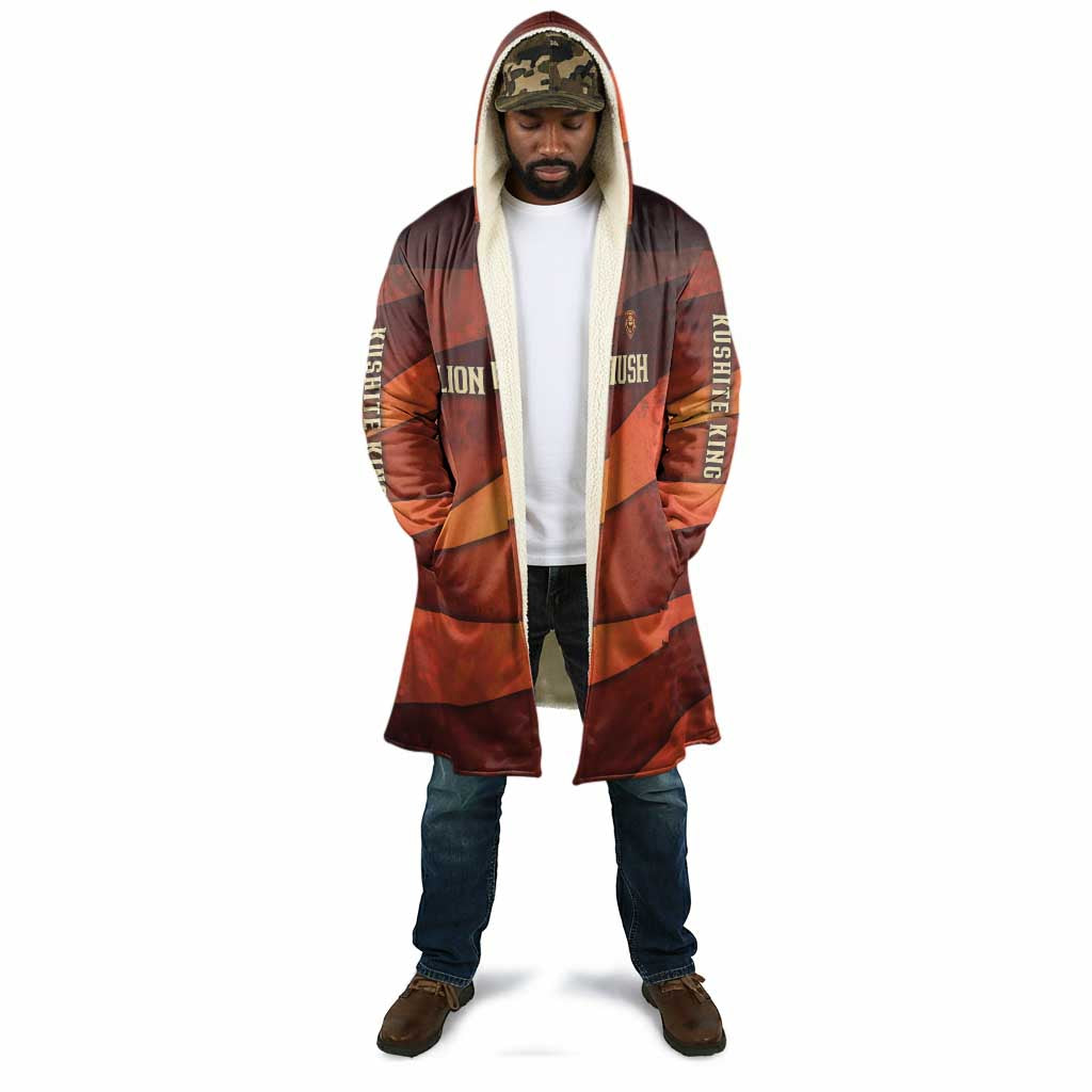 Taharqa Cloak with Warrior Portrait, Lion of Kush Title and Bold Red Defender of Africa - African Pride