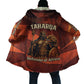 Taharqa Cloak with Warrior Portrait, Lion of Kush Title and Bold Red Defender of Africa - African Pride