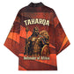 Taharqa Kimono with Warrior Portrait, Lion of Kush Title and Bold Red Defender of Africa - African Pride