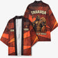 Taharqa Kimono with Warrior Portrait, Lion of Kush Title and Bold Red Defender of Africa - African Pride