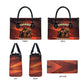 Taharqa Leather Bag with Warrior Portrait, Lion of Kush Title and Bold Red Defender of Africa - African Pride