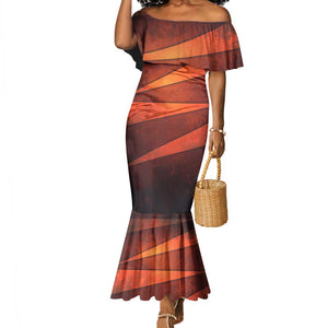 Taharqa Mermaid Dress with Warrior Portrait, Lion of Kush Title and Bold Red Defender of Africa - African Pride
