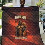 Taharqa Quilt with Warrior Portrait, Lion of Kush Title and Bold Red Defender of Africa - African Pride