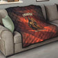 Taharqa Quilt with Warrior Portrait, Lion of Kush Title and Bold Red Defender of Africa - African Pride