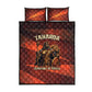 Taharqa Quilt Bed Set with Warrior Portrait, Lion of Kush Title and Bold Red Defender of Africa - African Pride