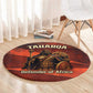 Taharqa Round Carpet with Warrior Portrait, Lion of Kush Title and Bold Red Defender of Africa - African Pride