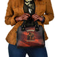 Taharqa Shoulder Handbag with Warrior Portrait, Lion of Kush Title and Bold Red Defender of Africa - African Pride