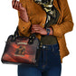Taharqa Shoulder Handbag with Warrior Portrait, Lion of Kush Title and Bold Red Defender of Africa - African Pride