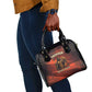 Taharqa Shoulder Handbag with Warrior Portrait, Lion of Kush Title and Bold Red Defender of Africa - African Pride