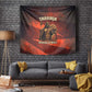 Taharqa Tapestry with Warrior Portrait, Lion of Kush Title and Bold Red Defender of Africa - African Pride