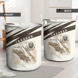 Taharqa Laundry Basket with Ancient Map Illustration, King of Two Lands Title and Kush Egypt Temple - African Pride