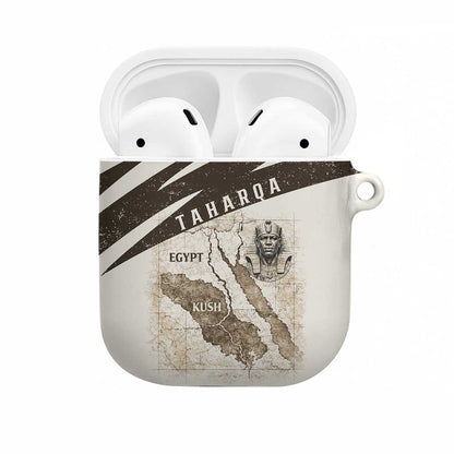 Taharqa AirPods Case with Ancient Map Illustration, King of Two Lands Title and Kush Egypt Temple - African Pride