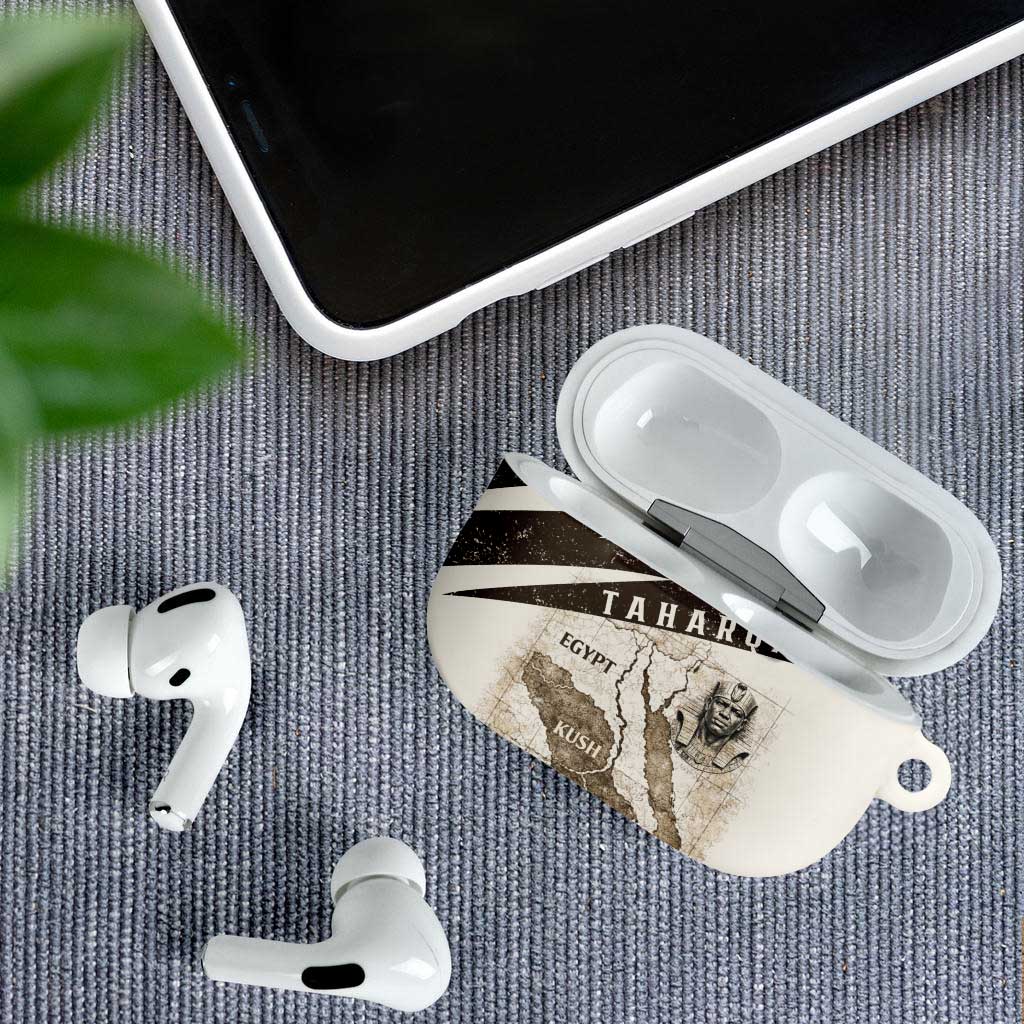 Taharqa AirPods Case with Ancient Map Illustration, King of Two Lands Title and Kush Egypt Temple - African Pride