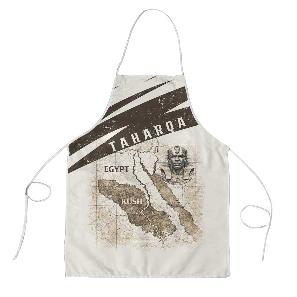 Taharqa Apron with Ancient Map Illustration, King of Two Lands Title and Kush Egypt Temple - African Pride