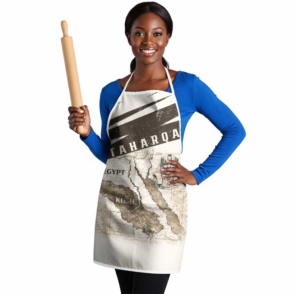 Taharqa Apron with Ancient Map Illustration, King of Two Lands Title and Kush Egypt Temple - African Pride
