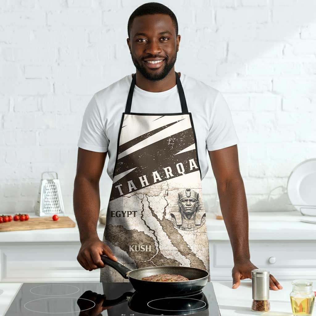Taharqa Apron with Ancient Map Illustration, King of Two Lands Title and Kush Egypt Temple - African Pride