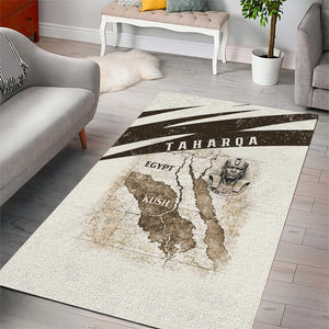Taharqa Area Rug with Ancient Map Illustration, King of Two Lands Title and Kush Egypt Temple - African Pride