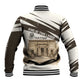 Taharqa Baseball Jacket with Ancient Map Illustration, King of Two Lands Title and Kush Egypt Temple - African Pride