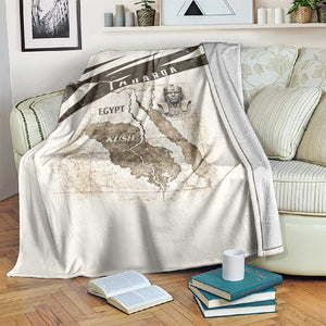 Taharqa Blanket with Ancient Map Illustration, King of Two Lands Title and Kush Egypt Temple - African Pride