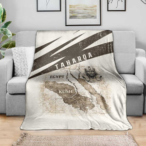 Taharqa Blanket with Ancient Map Illustration, King of Two Lands Title and Kush Egypt Temple - African Pride