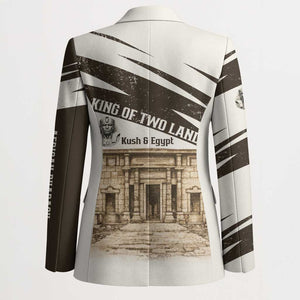 Taharqa Blazer with Ancient Map Illustration, King of Two Lands Title and Kush Egypt Temple - African Pride