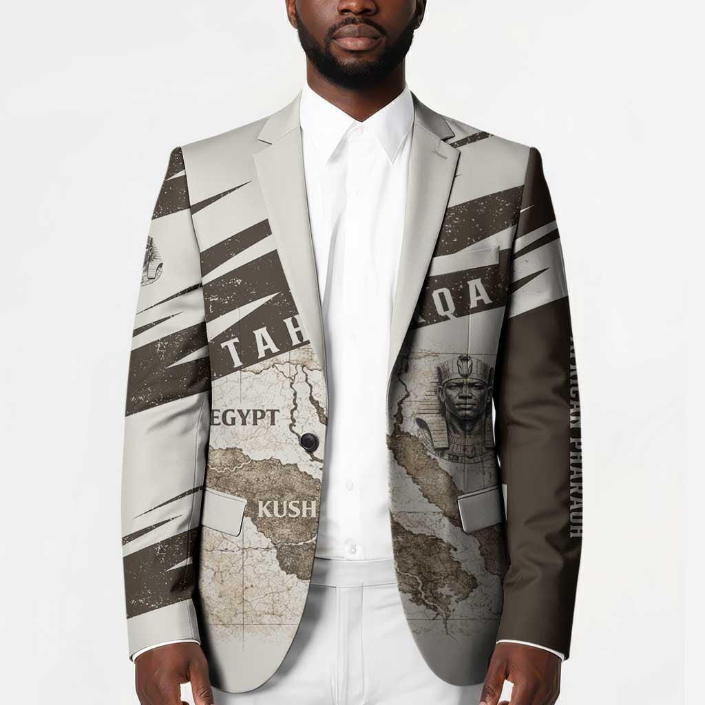 Taharqa Blazer with Ancient Map Illustration, King of Two Lands Title and Kush Egypt Temple - African Pride