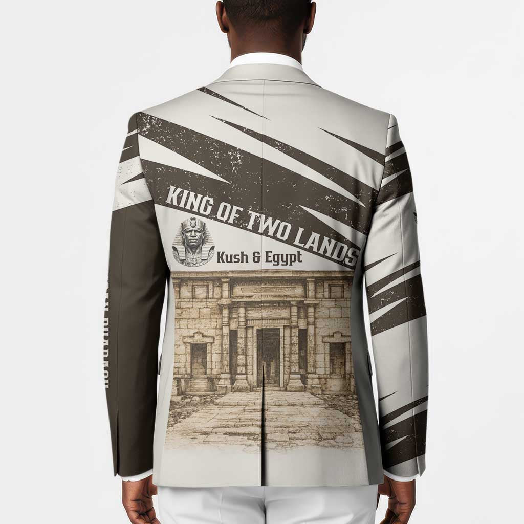 Taharqa Blazer with Ancient Map Illustration, King of Two Lands Title and Kush Egypt Temple - African Pride