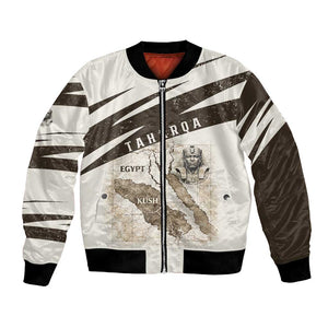 Taharqa Bomber Jacket with Ancient Map Illustration, King of Two Lands Title and Kush Egypt Temple - African Pride