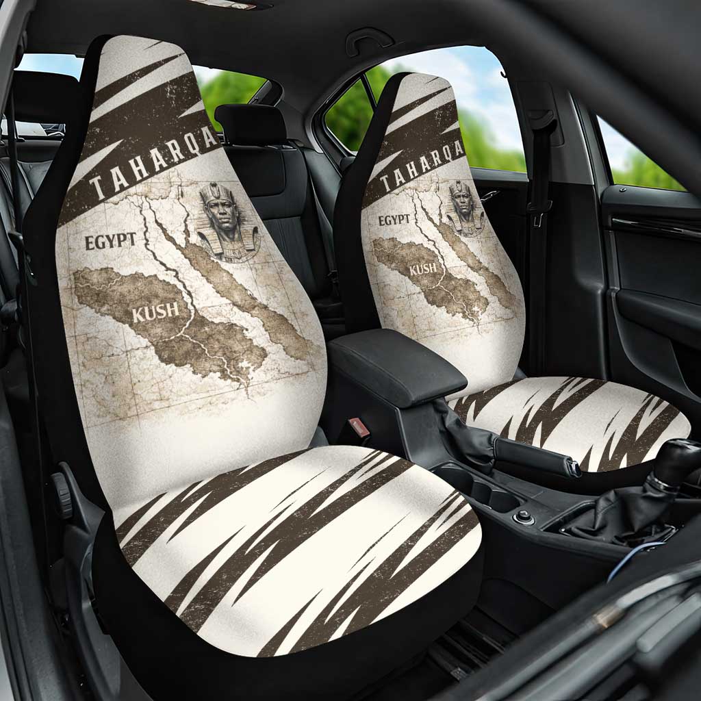 Taharqa Car Seat Cover with Ancient Map Illustration, King of Two Lands Title and Kush Egypt Temple - African Pride