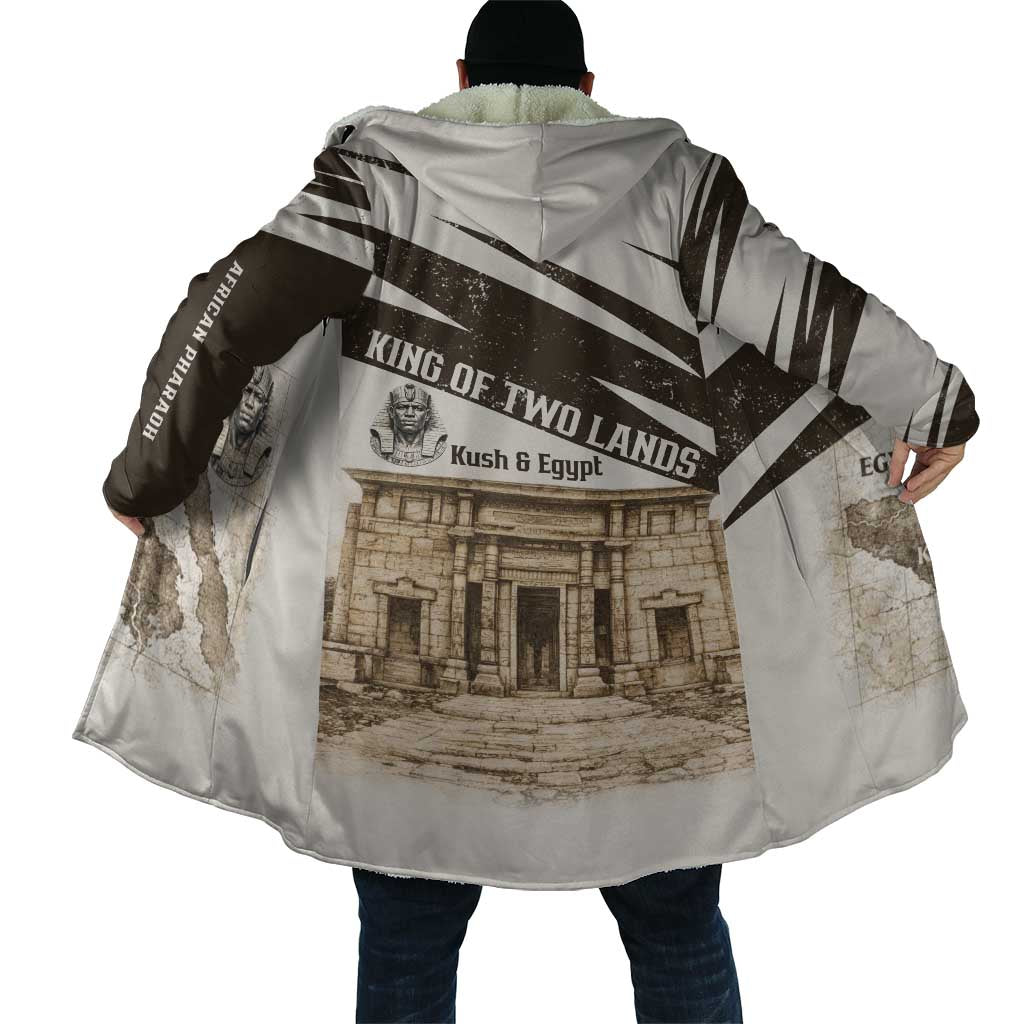 Taharqa Cloak with Ancient Map Illustration, King of Two Lands Title and Kush Egypt Temple - African Pride