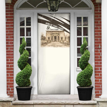 Taharqa Door Cover with Ancient Map Illustration, King of Two Lands Title and Kush Egypt Temple - African Pride