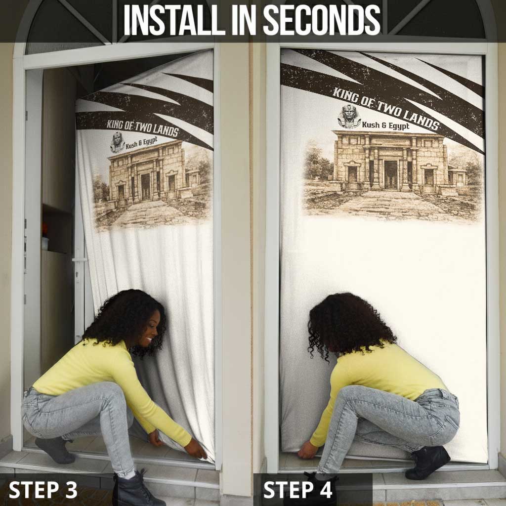 Taharqa Door Cover with Ancient Map Illustration, King of Two Lands Title and Kush Egypt Temple - African Pride