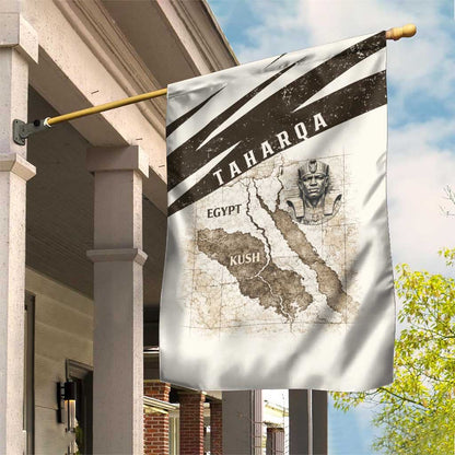 Taharqa Garden Flag with Ancient Map Illustration, King of Two Lands Title and Kush Egypt Temple - African Pride
