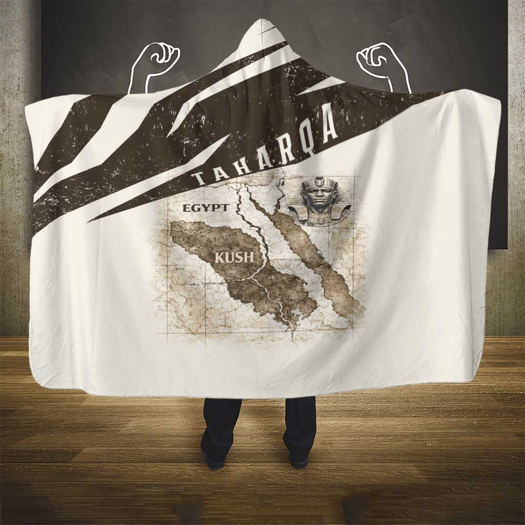 Taharqa Hooded Blanket with Ancient Map Illustration, King of Two Lands Title and Kush Egypt Temple - African Pride