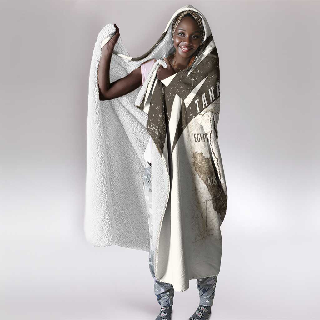 Taharqa Hooded Blanket with Ancient Map Illustration, King of Two Lands Title and Kush Egypt Temple - African Pride