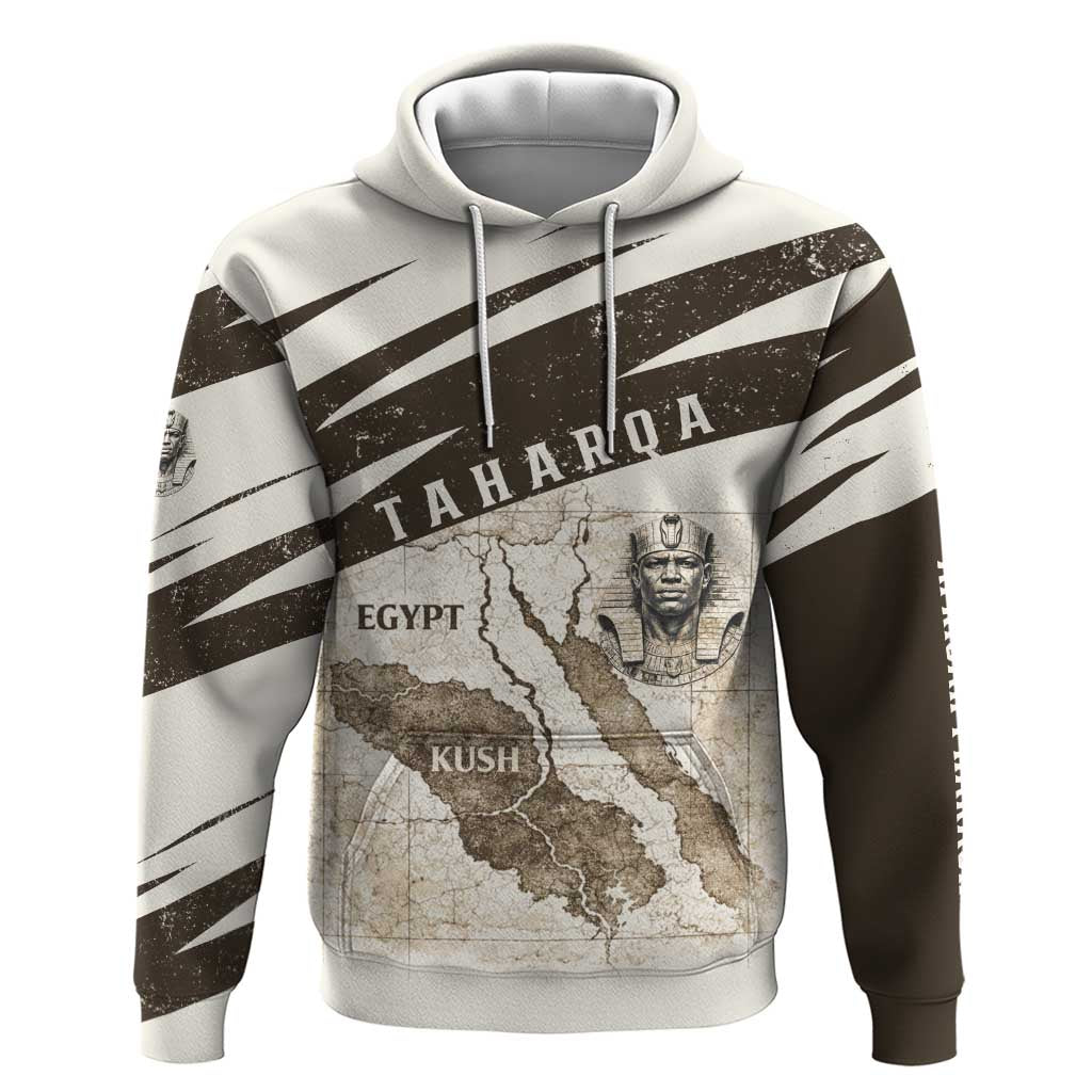 Taharqa Hoodie with Ancient Map Illustration, King of Two Lands Title and Kush Egypt Temple - African Pride