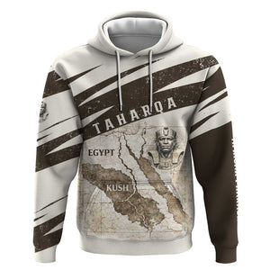 Taharqa Hoodie with Ancient Map Illustration, King of Two Lands Title and Kush Egypt Temple - African Pride